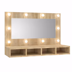 vidaXL Mirror Cabinet with LED Washroom Storage Cabinet Bathroom Vanity Unit - Sonoma oak