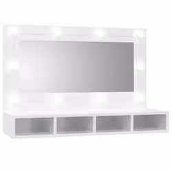 vidaXL Mirror Cabinet with LED Washroom Storage Cabinet Bathroom Vanity Unit - High gloss white