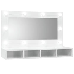 vidaXL Mirror Cabinet with LED Washroom Storage Cabinet Bathroom Vanity Unit - High gloss white