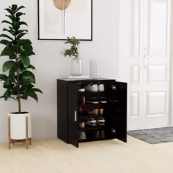 vidaXL Shoe Cabinet Black Engineered Wood Shoe Rack Storage Organiser Cabinet