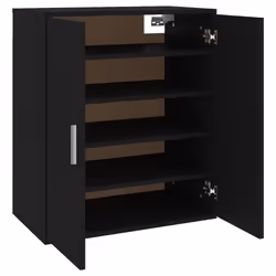 vidaXL Shoe Cabinet Black Engineered Wood Shoe Rack Storage Organiser Cabinet - Additional view 4