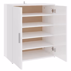 vidaXL Shoe Cabinet High Gloss White Engineered Wood Shoe Organiser Cabinet