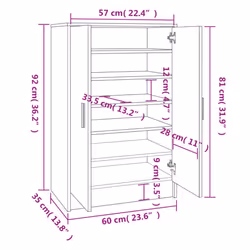 vidaXL Shoe Cabinet White Engineered Wood Hallway Shoe Organiser Shelf Rack - Additional view 4