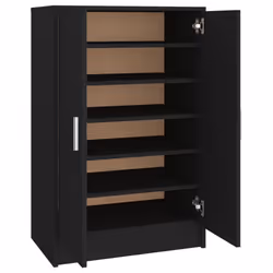 vidaXL Shoe Cabinet Black Engineered Wood Hallway Shoe Organiser Shelf Rack - Additional view 6