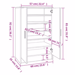 vidaXL Shoe Cabinet Black Engineered Wood Hallway Shoe Organiser Shelf Rack - Additional view 8