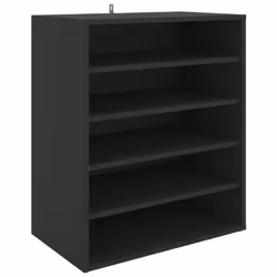 vidaXL Shoe Cabinet Black Engineered Wood Household Shoe Storage Shelf Rack - Additional view 2