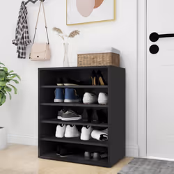 vidaXL Shoe Cabinet Black Engineered Wood Household Shoe Storage Shelf Rack - Additional view 7