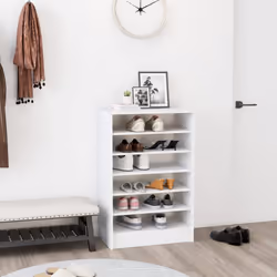 vidaXL Shoe Cabinet White Engineered Wood Hallway Shoe Organiser Shelf Rack
