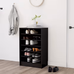 vidaXL Shoe Cabinet Black Engineered Wood Hallway Shoe Organiser Shelf Rack