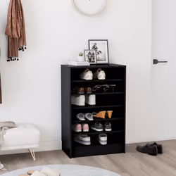vidaXL Shoe Cabinet Black Engineered Wood Hallway Shoe Organiser Shelf Rack