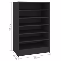 vidaXL Shoe Cabinet Black Engineered Wood Hallway Shoe Organiser Shelf Rack - Additional view 7