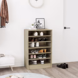 vidaXL Shoe Cabinet Sonoma Oak Engineered Wood Hallway Shoe Organiser Shelf