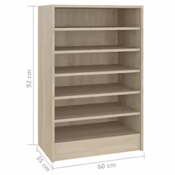 vidaXL Shoe Cabinet Sonoma Oak Engineered Wood Hallway Shoe Organiser Shelf - Additional view 7