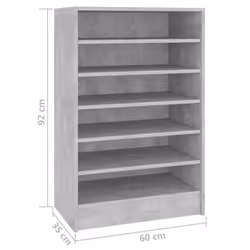 vidaXL Shoe Cabinet Concrete Grey Engineered Wood Hallway Shoe Organiser Rack - Additional view 4