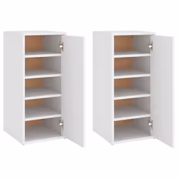 vidaXL Shoe Cabinet Shoe Storage Rack Organiser Shoe Cupboard Engineered Wood - white, 2 pcs
