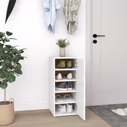 vidaXL Shoe Cabinet Shoe Storage Rack Organiser Shoe Cupboard Engineered Wood - white, 2 pcs - Additional view 6