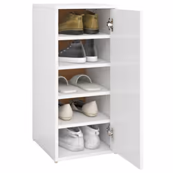 vidaXL Shoe Cabinet Shoe Storage Rack Organiser Shoe Cupboard Engineered Wood - white, 2 pcs - Additional view 7