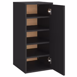 vidaXL Shoe Cabinet Black Engineered Wood Household Shoe Storage Shelf Rack - Additional view 2