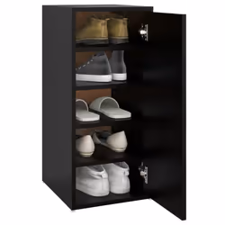 vidaXL Shoe Cabinet Black Engineered Wood Household Shoe Storage Shelf Rack - Additional view 5