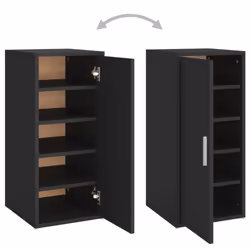 vidaXL Shoe Cabinet Black Engineered Wood Household Shoe Storage Shelf Rack - Additional view 9