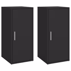 vidaXL Shoe Cabinet Shoe Storage Rack Organiser Shoe Cupboard Engineered Wood - black, 2 pcs - Additional view 2