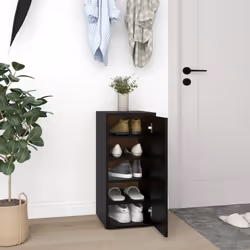 vidaXL Shoe Cabinet Shoe Storage Rack Organiser Shoe Cupboard Engineered Wood - black, 2 pcs - Additional view 6