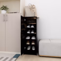 vidaXL Shoe Cabinet Black Engineered Wood Household Shoe Storage Shelf Rack