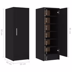 vidaXL Shoe Cabinet Black Engineered Wood Household Shoe Storage Shelf Rack