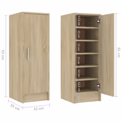 vidaXL Shoe Cabinet Sonoma Oak Engineered Wood Household Shoe Storage Rack - Additional view 4