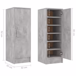 vidaXL Shoe Cabinet Concrete Grey Engineered Wood Household Shoe Storage Rack - Additional view 4