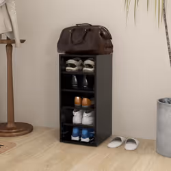 vidaXL 1/2x Shoe Bench Chipboard Shoe Organiser Rack Hall Bench Multi Colours - black, 1 pcs - Additional view 2