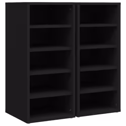 vidaXL 2x Shoe Cabinets Black Engineered Wood Shoe Storage Organiser Shelf - Additional view 2