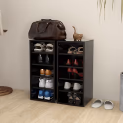 vidaXL 2x Shoe Cabinets Black Engineered Wood Shoe Storage Organiser Shelf - Additional view 3