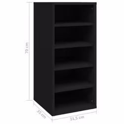 vidaXL 2x Shoe Cabinets Black Engineered Wood Shoe Storage Organiser Shelf - Additional view 4