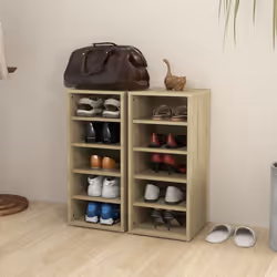 vidaXL 2x Shoe Cabinets Sonoma Oak Engineered Wood Storage Organiser Shelf