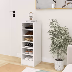 vidaXL Shoe Cabinet White Engineered Wood Wall-Mounted Hanging Shoe Rack Shelf