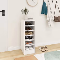 vidaXL Shoe Cabinet White Engineered Wood Wall-Mounted Hanging Shoe Rack Shelf - Additional view 5