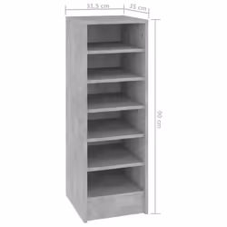 vidaXL Shoe Cabinet Concrete Grey Engineered Wood Wall-Mounted Shoe Rack Shelf - Additional view 5
