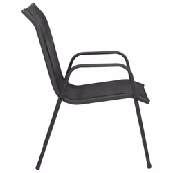 vidaXL Garden Chairs Dining Chair Outdoor Chair Steel and Textilene Black - 6 - Additional view 2