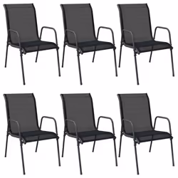 vidaXL Garden Chairs Dining Chair Outdoor Chair Steel and Textilene Black - 6 - Additional view 3