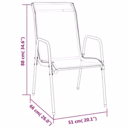 vidaXL Garden Chairs Dining Chair Outdoor Chair Steel and Textilene Black - 6 - Additional view 7