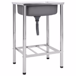 vidaXL Camping Sink Single Basin with Tap Stainless Steel Sink Multi Sizes - 55 x 45 x 18 cm