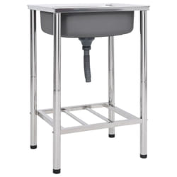 vidaXL Camping Sink Single Basin with Tap Stainless Steel Sink Multi Sizes - 55 x 45 x 18 cm