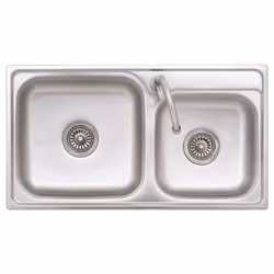 vidaXL Camping Sink Single Basin with Tap Stainless Steel Sink Multi Sizes - 76 x 42 x 18.5 cm