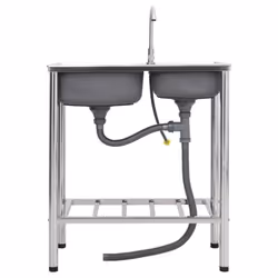 vidaXL Camping Sink Single Basin with Tap Stainless Steel Sink Multi Sizes - 76 x 42 x 18.5 cm