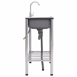vidaXL Camping Sink Single Basin with Tap Stainless Steel Sink Multi Sizes - 76 x 42 x 18.5 cm - Additional view 4