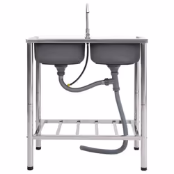 vidaXL Camping Sink Single Basin with Tap Stainless Steel Sink Multi Sizes - 78 x 43 x 18.8 cm - Additional view 4