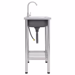 vidaXL Camping Sink Single Basin with Tap Stainless Steel Garden Garage Sink