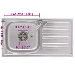 vidaXL Camping Sink Single Basin with Tap Stainless Steel Garden Garage Sink - Additional view 8
