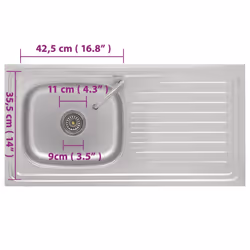 vidaXL Camping Sink Single Basin with Tap Stainless Steel Garden Garage Sink - Additional view 8